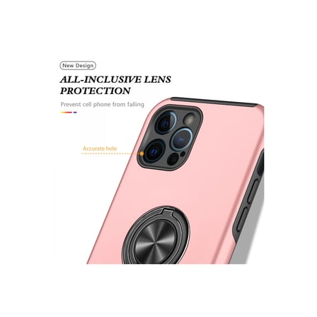 Bez iPhone 12 Pro Kılıf Elit Yüzüklü Kapak - Pembe Najmaddin