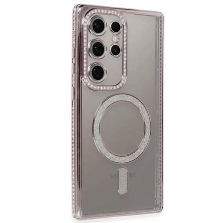Sh Samsung Galaxy S24 Ultra Kılıf Joke Simli Magneticsafe Kılıf - Pembe Najmaddin