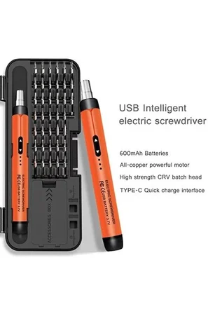 Tedar 3.7v Şarjlı Mini Elektrikli Tornavida Seti 500mah Type-c Manyetik Hassas Uçlu Vida Seti 38 Parça Najmaddin