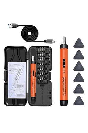Tedar 3.7v Şarjlı Mini Elektrikli Tornavida Seti 500mah Type-c Manyetik Hassas Uçlu Vida Seti 38 Parça Najmaddin