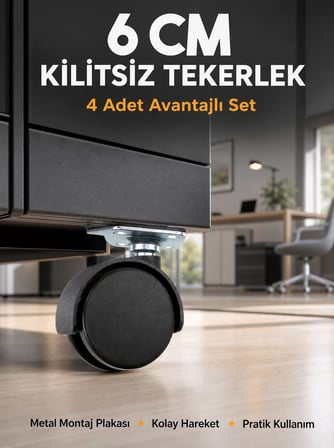 Hepsi Masa ve Koltuk İçin Kilitsiz Tekerlek Seti 6 cm Najmaddin
