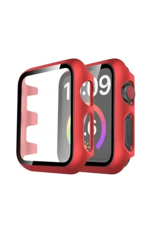 Sh Newface Apple Watch 41mm Camlı Kasa Ekran Koruyucu - Kırmızı Najmaddin