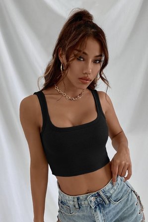 Beru Kadın Siyah Kalın Askılı Crop Top Büstiyer Najmaddin