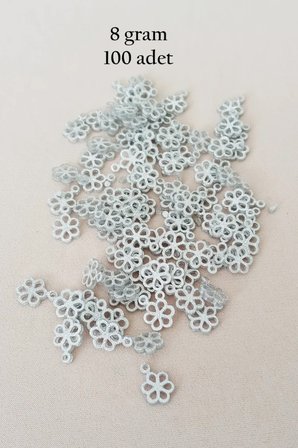 Tedar Oya Abiye Bileklik Kolye Pleksi Metalik Plastik Pul Gümüş Renk 8 gram 100 adet - BNC528 Najmaddin
