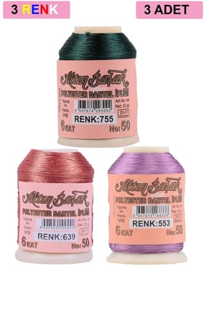 Tedar 3 Adet Altınbaşak Oya ve Dantel İpi 20 gr - Royaleks - No: 639 - 553 - 755 Najmaddin