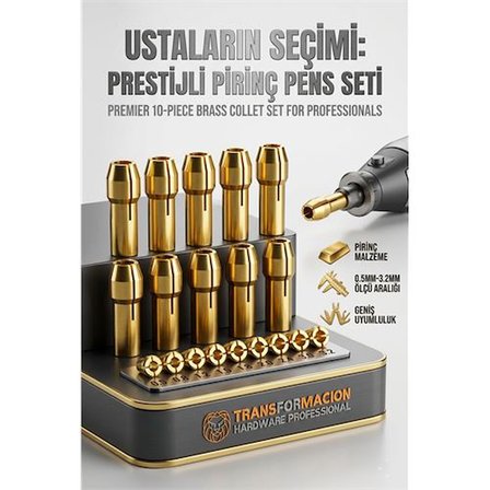 Arab Henrik Brandt Serisi | 10'lu Pirinç Hassas Pens Ucu Seti (0.5-3.2mm) 723035