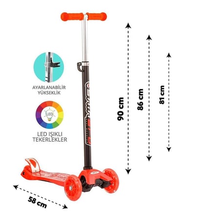 Ticaret Torutoys Kırmızı Twist Işıklı Scooter Kırmızı Najmaddin