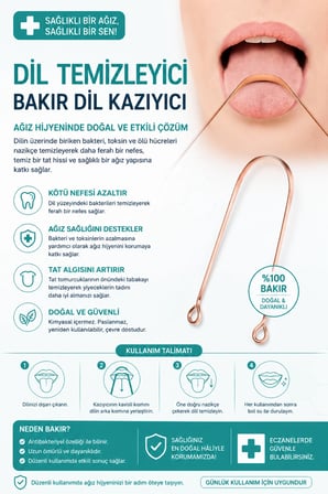 Mey Mey İthalat NORDMENDE Bakır Dil Temizleme Aparatı – Dil Temizleyici – Ağız Bakım Aparatı – Dil Kazıyıcı – Metal Dil Temizleme Ekipmanı Najmaddin