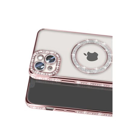 Bez iPhone 15 Kılıf Joke Simli Magneticsafe Kılıf - Pembe Najmaddin