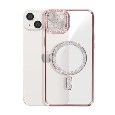 Bez iPhone 15 Kılıf Joke Simli Magneticsafe Kılıf - Pembe Najmaddin
