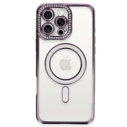 Bez iPhone 16 Pro Kılıf Joke Simli Magneticsafe Kılıf - Derin Mor Najmaddin