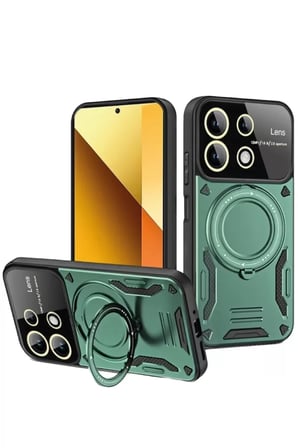 Sh Newface Xiaomi Redmi Note 13 4g Kılıf Joy Lens Standlı Kapak - Koyu Yeşil Najmaddin