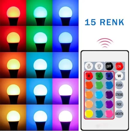 Sh Ledx Al-ll9rgb 9 Watt Kumandalı 800 Lumen Rgb Işık E27 Led Ampul Najmaddin