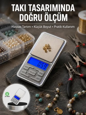 Hepsi Mavi Işıklı LCD Ekranlı Hassas Tartı Terazisi Yeni Nesil Najmaddin