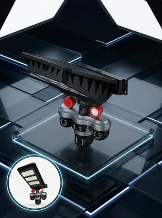 Hepsi Solar Panelli 3 Lens Dış Mekan Güvenlik Kamerası Hareket Algılamalı LED Aydınlatmalı Najmaddin