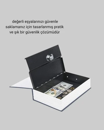 Mey Mey İthalat Sözlük Görünümlü Gizli Kitap Kasa – Anahtarlı Metal İç Kasa, Kompakt Boyut, Şık ve Güvenli Tasarım Najmaddin