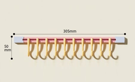 Ticaret 10 Kancalı Raylı Mutfak ve Banyo Düzenleyici Askı 30 cm Najmaddin