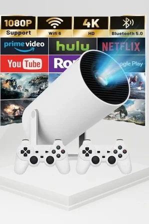 Hepsi Taşınabilir Android Projeksiyon Ayaklı Çift Kollu 4K Çözünürlüklü Sinema Projeksiyonu Najmaddin
