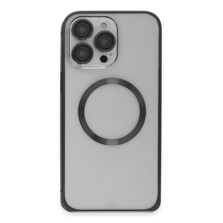 Bez iPhone 15 Pro Max Kılıf Metal Bumper Magneticsafe Kapak - Siyah Najmaddin