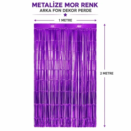 Mey Mey İthalat Mor Metalize Parti Perdesi 100x200 cm – Kapı ve Arka Fon Perdesi Najmaddin