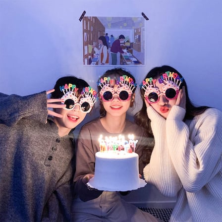 Emin Happy Birthday Yazılı Pembe Fuşya Renk Pembe Pastalı Parti Gözlüğü 12x7 cm Najmaddin