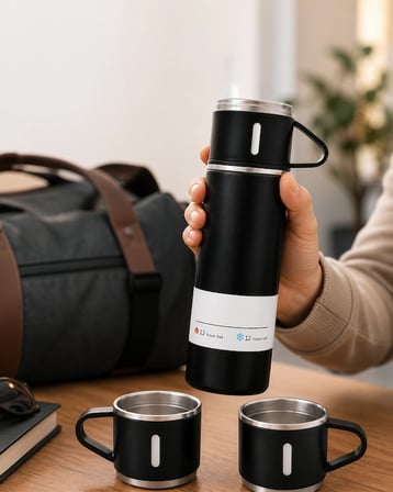 Çe Çelik Termos Bardak Seti 500 Ml, Kaymaz Taban Najmaddin