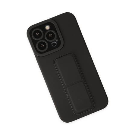 Bez iPhone 13 Pro Max Kılıf Mega Standlı Silikon - Siyah Najmaddin