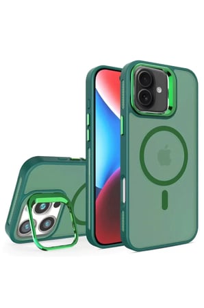 Bez iPhone 16 Plus Flet Lens Magsafe Kapak - Koyu Yeşil Najmaddin
