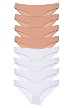 Tedar 8 adet Süper Eko Set Likralı Kadın Slip Külot Ten Beyaz Najmaddin
