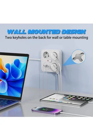 Karg Akım Korumalı Anahtarlı Priz - 3x Priz - 2x Usb - 2x Type-c - 2 Mt Kablo Hızlı Şarj Özellikli Siyah Najmaddin