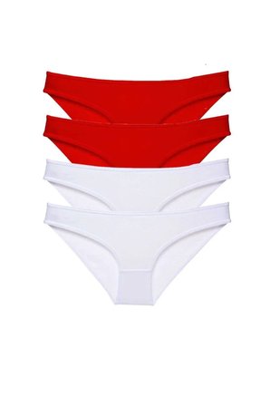 Tedar 4 adet Süper Eko Set Likralı Kadın Slip Külot Kırmızı Beyaz Najmaddin
