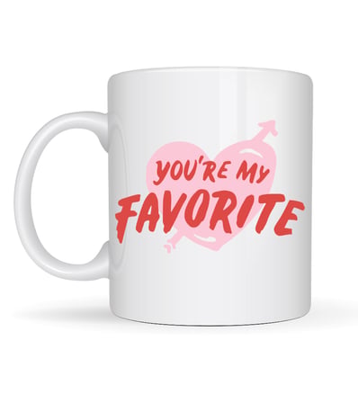 Bez You’re My Favorite Yazılı Porselen Kupa Model 13 - Sevgiliye Arkadaşa Özel Romantik Kahve Kupası - Hediye Fincan Najmaddin