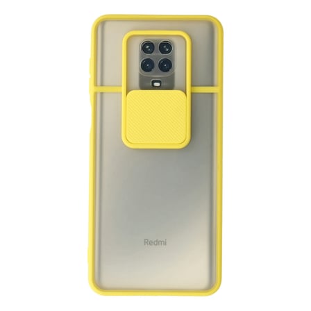 Bez Redmi Note 9 Pro Kılıf Palm Buzlu Kamera Sürgülü Silikon - Sarı Najmaddin
