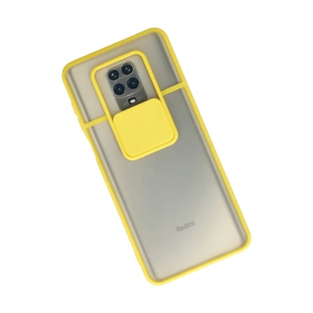 Bez Redmi Note 9 Pro Kılıf Palm Buzlu Kamera Sürgülü Silikon - Sarı Najmaddin