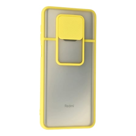 Bez Redmi Note 9 Pro Kılıf Palm Buzlu Kamera Sürgülü Silikon - Sarı Najmaddin
