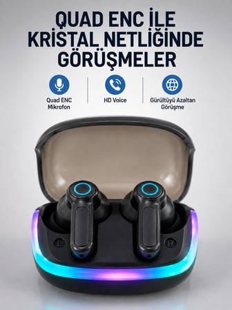 Karg Bluetooth 5.4 Kablosuz KulaklıkQuad Enc Mikrofonlu Tws Kulaklık Najmaddin