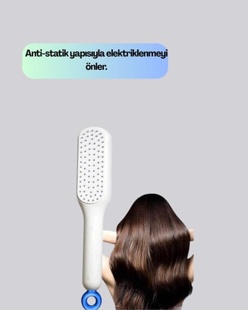 Mey Mey İthalat Kendi Kendini Temizleyen Saç Tarağı – Anti-Statik, Silikon Uçlu, ABS Malzeme, 22x4 cm Najmaddin