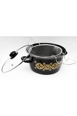 Tedar Emaye Kızartma Tenceresi Siyah Çiçekli 22 Cm Royaleks-69116 Najmaddin