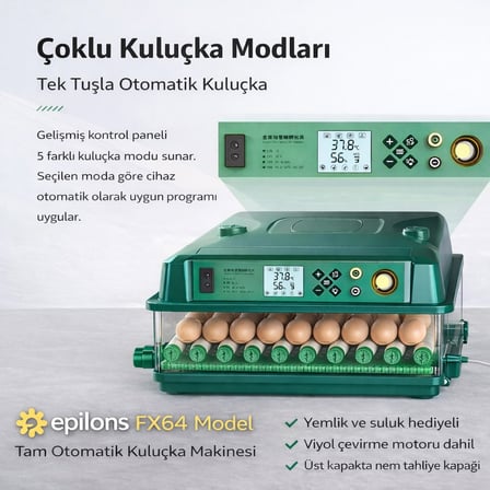 Karg Fx100 Tam Otomatik Kuluçka Makinesi 100 Yumurta Kapasiteli | Yeni Nesil Havalandırma | Otomatik Su Sistemi | Dijital Isı Ve Nem Kontrolü Najmaddin