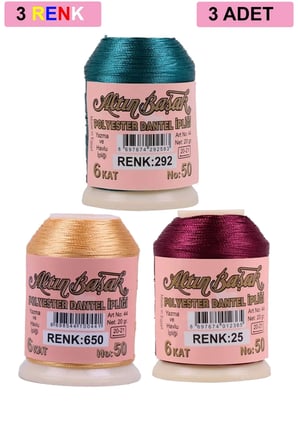 Tedar 3 Adet Altınbaşak Oya ve Dantel İpi 20 gr - Royaleks - No: 650 - 025 - 292 Najmaddin