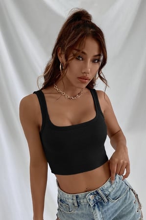 Beru Kadın Siyah Kalın Askılı Crop Top Büstiyer Najmaddin