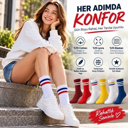 Beru Unisex Renkli Çorap Çizgili 12'li Set Uzun Soket Günlük Spor Kolej Stil Rahat Şık Kadın Erkek Çorabı Najmaddin