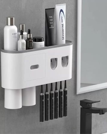 Hepsi Çok Fonksiyonlu Diş Fırçası Tutucu Otomatik Dispenser Bardaklı Organizer Najmaddin