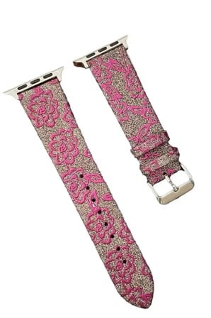 Mark Newface Apple Watch 42mm Creeper Desenli Kordon - Pembe Najmaddin