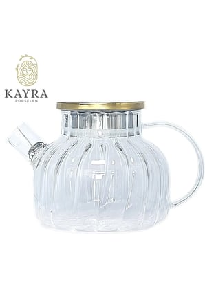 Tedar Çelik Kapaklı Borosilikat Dilimli Model Süzgeçli Cam Demlik Bitki Çayları 1000 Ml Royaleks-CM-2001 Najmaddin