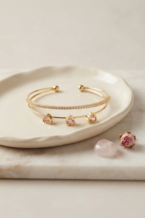 Hepsi Pembe Kalp Model Zirkon Taşlı Gold Renk Kadın Bileklik 5886 Najmaddin