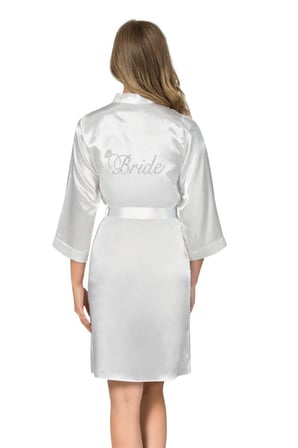 Beru Beyaz Kısa Saten Bride Sabahlık Najmaddin