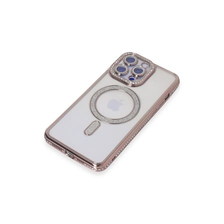 Bez iPhone 15 Pro Kılıf Joke Simli Magneticsafe Kılıf - Pembe Najmaddin