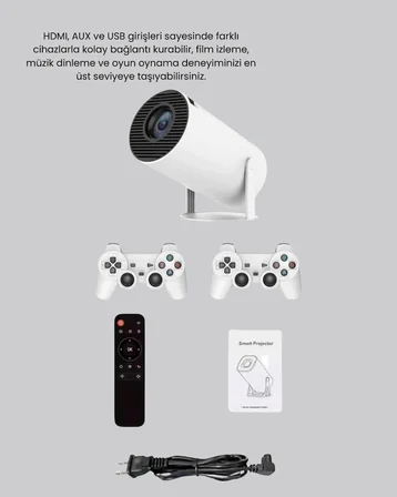 Mey Mey İthalat Kablosuz Projeksiyon Cihazı 4K Destekli HDMI USB Oyun Uyumlu Najmaddin