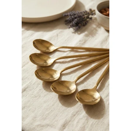 Bez 6'lı Lüks Gold Paslanmaz Çelik Yemek Kaşığı Seti (21 cm) Najmaddin